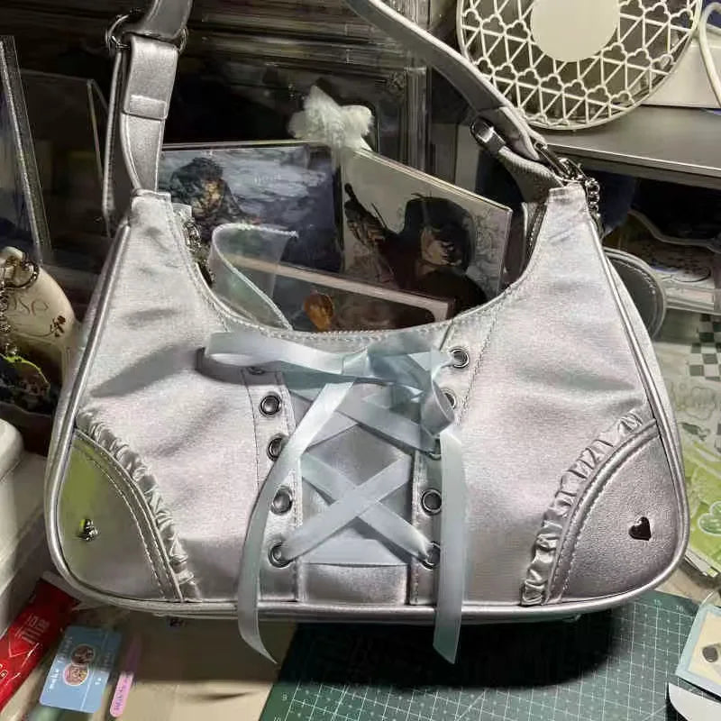 Inner Spicy girl small ITABAG ancient shoulder bag New trendy Y2k Japanese ita bag PU +Nylon cloth women's bags