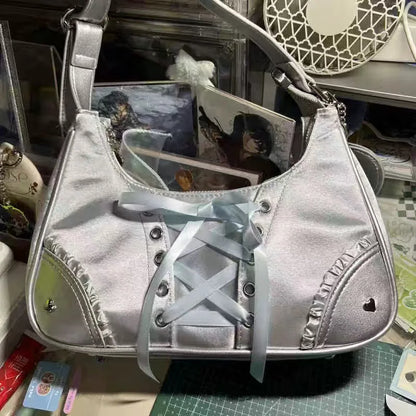 Inner Spicy girl small ITABAG ancient shoulder bag New trendy Y2k Japanese ita bag PU +Nylon cloth women's bags