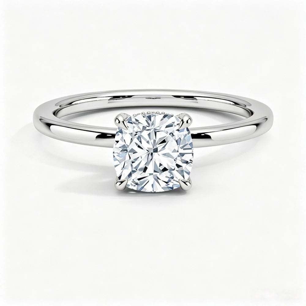 0.8-6Ct Cushion Cut Moissanite Solitaire Engagement Ring Fashion Wedding Rings for Women S925 Sterling Silver with Certificate