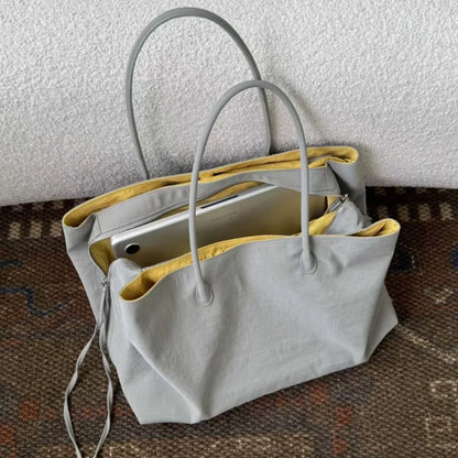Nylon Women's Commuter Tote Bag Minimalist Large-capacity Tote Bag Ladies Multi-layer Waterproof Computer Shoulder Nylon Handbag