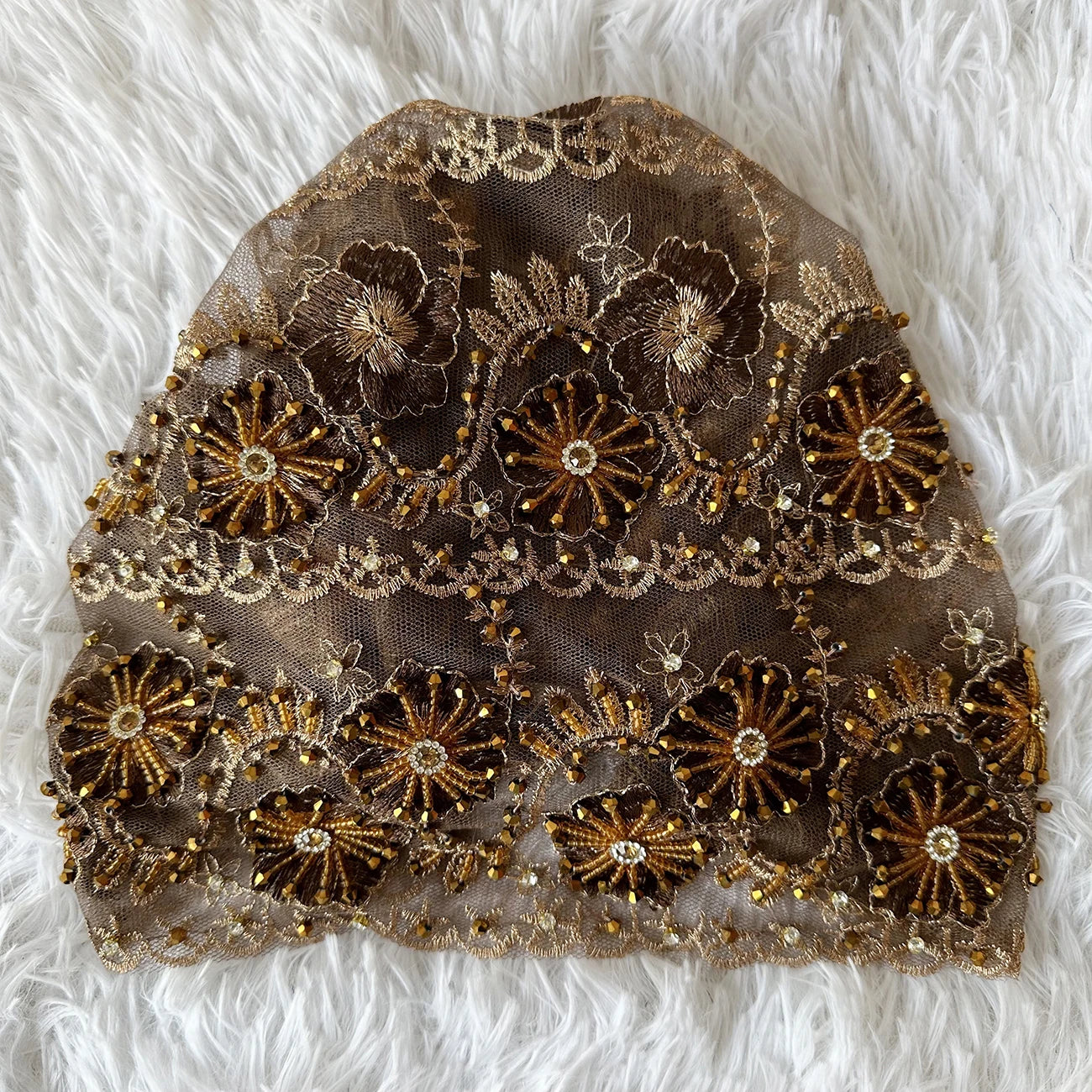 High Quality Lace handcrafted Beaded Turban Hat Female Head Wraps Caps Muslim Women Headscarf Bonnet Ready to Wear Inner Hijabs