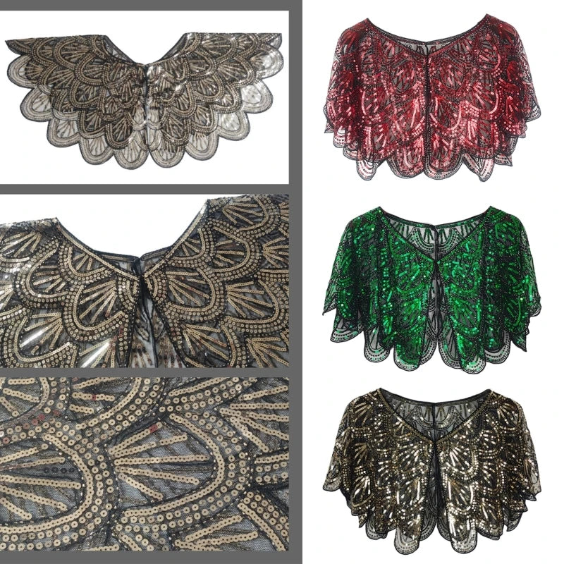 Sequins Lace Shawls Palaces Styles Women Shawls Sunscreen Hollows Out Cloak Tippet For Ladies Shawls Stylish Layering Women's