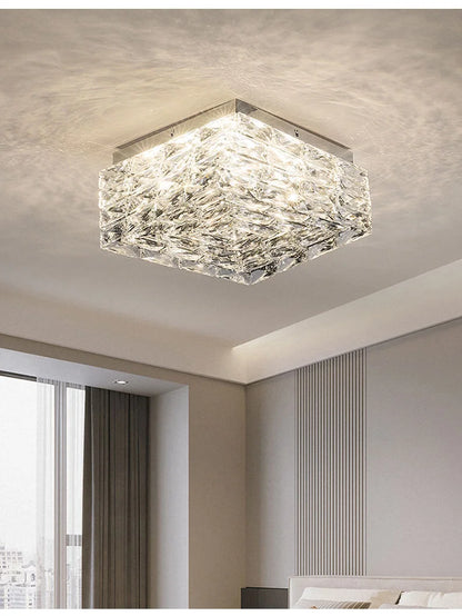 Modern Nordic Luxury Crystal LED Ceiling Light Gold Chrome Flush Mount Lamp for Living Dining Room Bedroom Home Decor Lighting