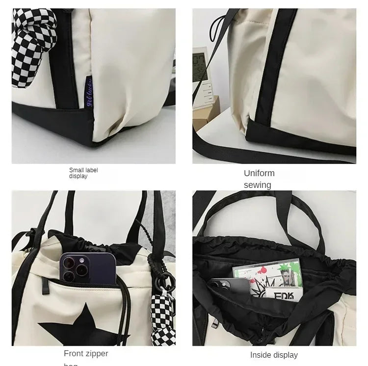 Women New Crossbody Bag Wholesale Large Capacity Couple Shoulder Bag New Casual Nylon Tote Bag Luxury Drawstring Handbag 2025