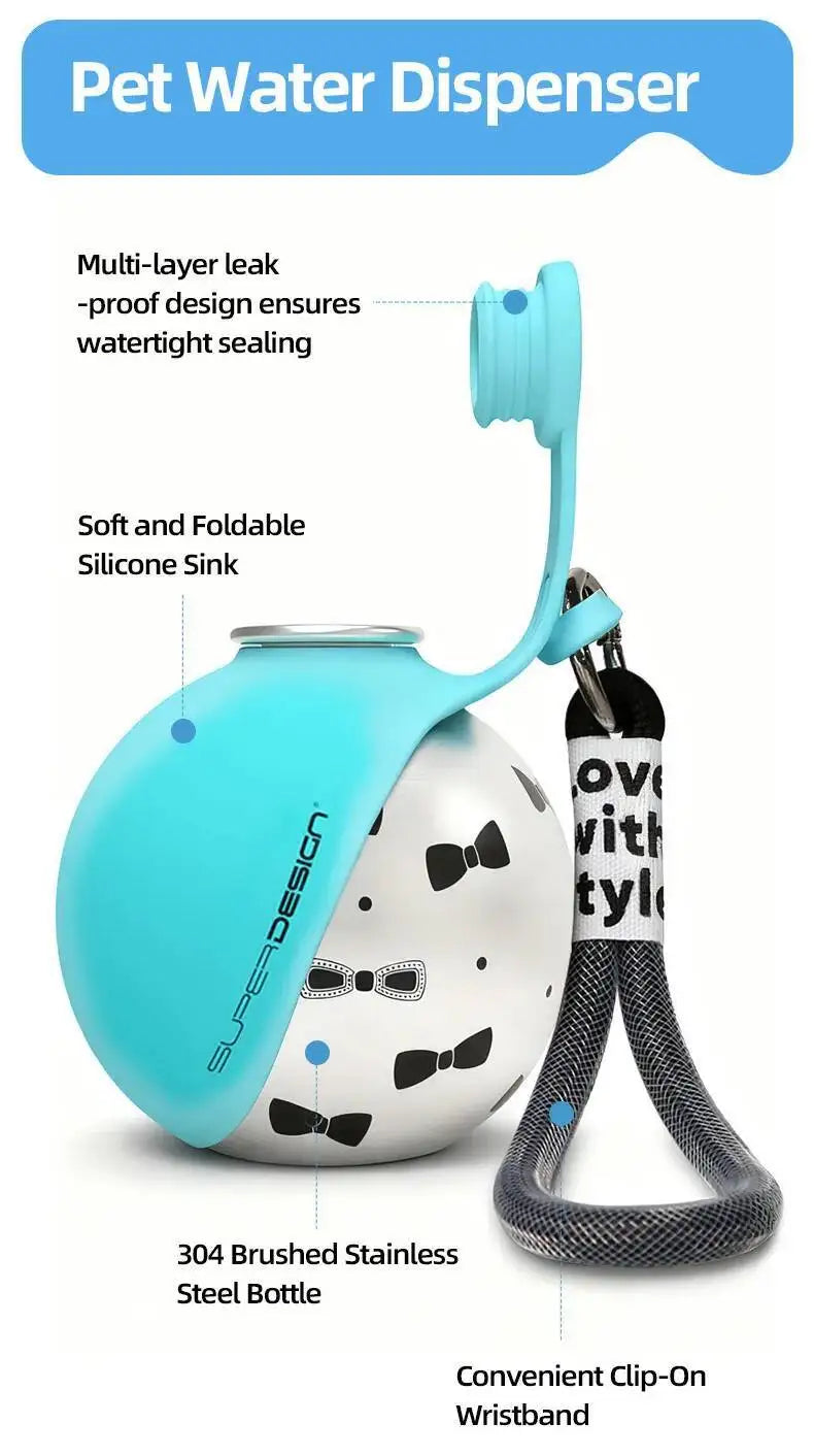 Stainless Steel Water Bottle Outdoor Dog Walking Folding Portable Water Cup With Lanyard Hook LeakProof Dog Water Drink Bottle