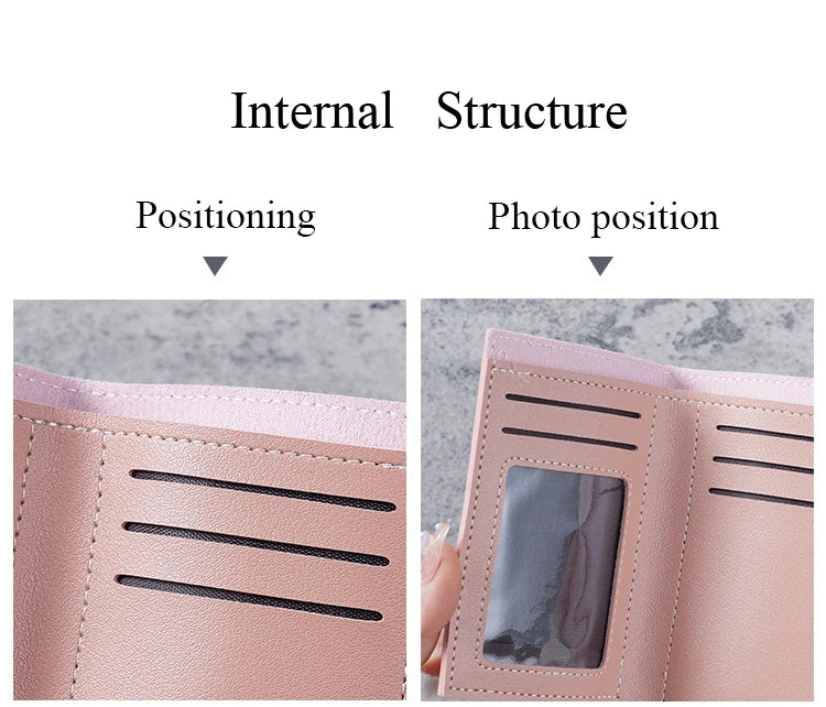 Trendy Short Women's Wallet Ultra Thin Triple Fold Smooth Surface Multi-Functional Card Bag Student Ticket Clip