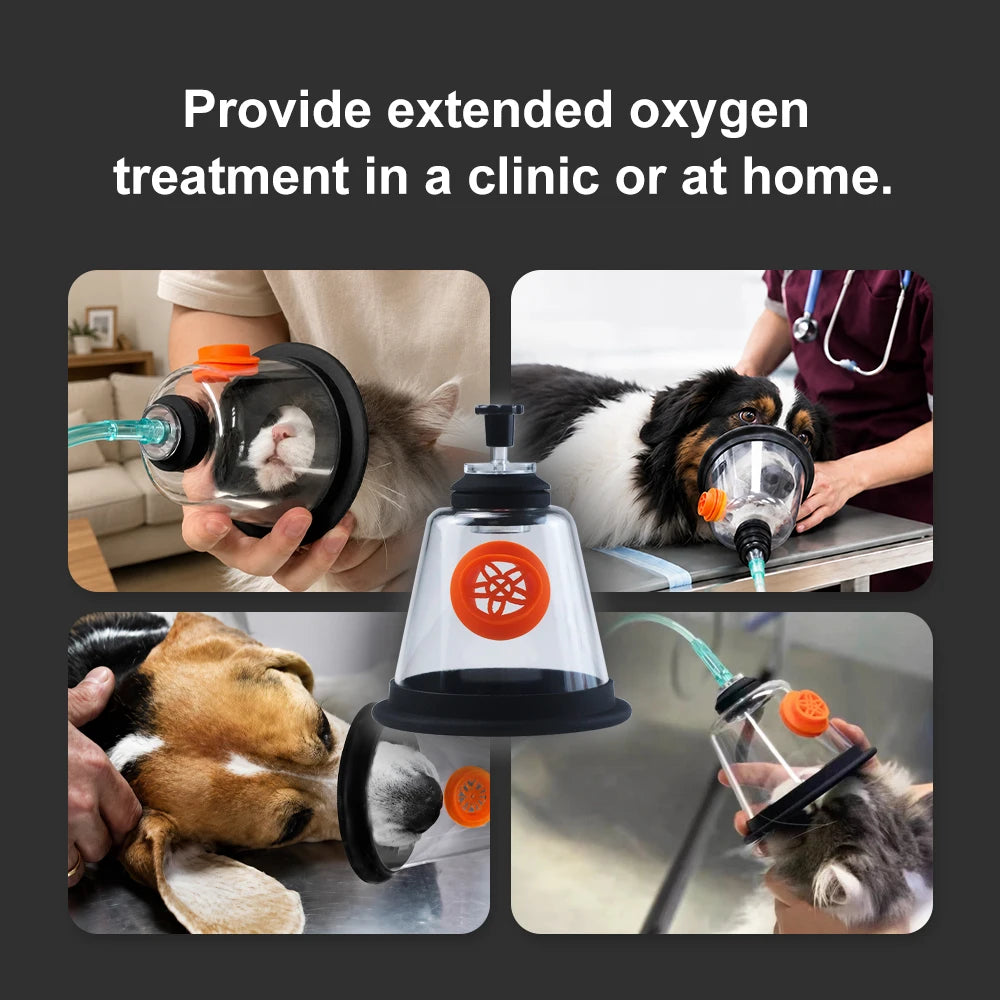 Canack Pet Oxygen Mask Kit Oxygen Inhalation Atomizing Mask for Cats and Dogs 5 Sizes Veterinary Clinic Supplies
