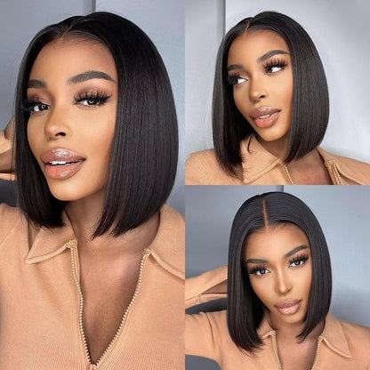 Straight Bob Wig Short 100% Human Hair Lace Frontal Wigs 13x4 Lace Front Wig 4x4 Lace Closure Wig Pre Plucked Bob Lace Wigs