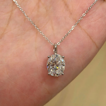 1/2carat Oval Cut Moissanite Pendant Necklace for Women 100% S925 Silver D Color VVS1 Solitaire Diamond Neckchain with GRA