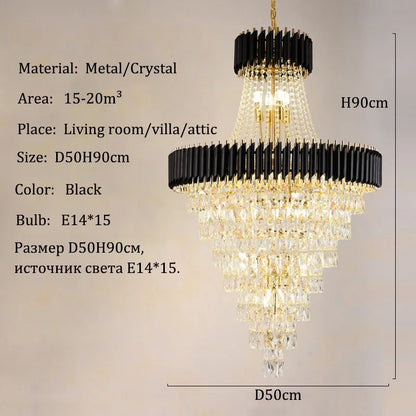 Luxury Crystal Chandeliers Home Villa Duplex  Attic Living Room Lighting Loft Decoration Indoor Pendant Lights Fixtures