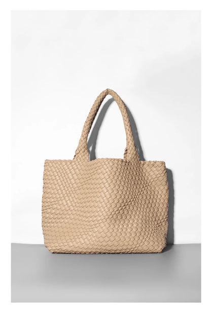 Large-Capacity Designer Knitting Fashion PU Leather Women's Shoulder Bag Handbags for Beach Travel Single-Shoulder Ladies Bag