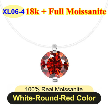 0.5ct-5ct Classic Fish Line Full Moissanite Necklace For Women S925 Silver Plated 18k D Color VVS1 Women's Moissanite Chain Gift