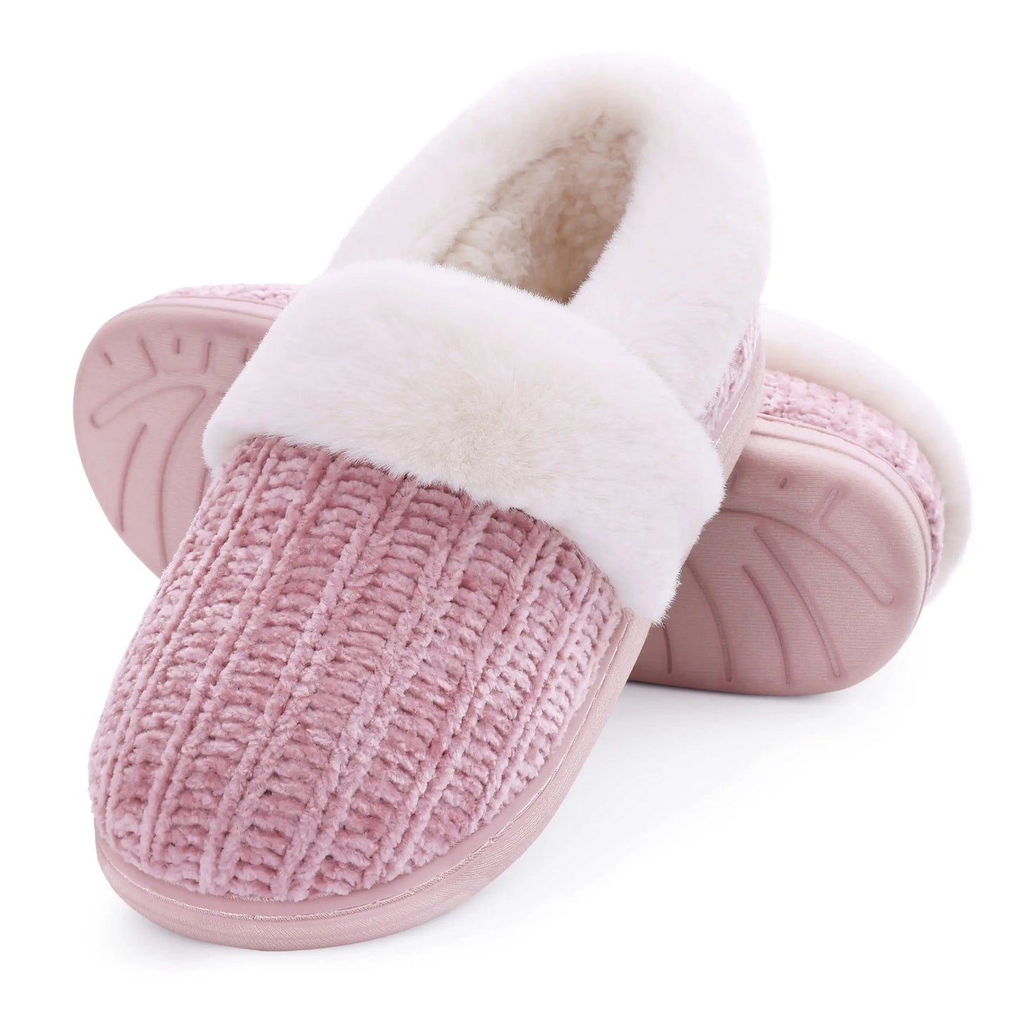 Pallene Winter Women's Fur Slippers Soft Sole Memory Foam Indoor Cotton Shoes Plush Lining Knit Slides Fluffy Men House Slippers