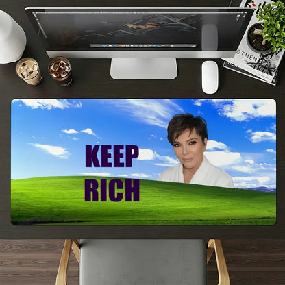 Cool Rich Kris Jenner Mouse Pad Large Non-Slip Waterproof Mat Stitched Edge Keyboard Pad for Gaming Daily Office
