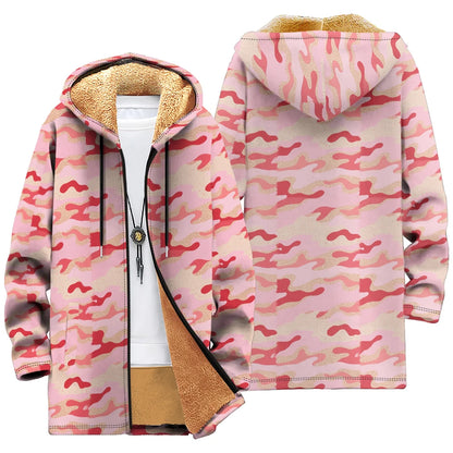 Winter Cozy Camouflage Fleece-Lined Hooded Jackets Warm Tactics Style Coats Faux Fur Outdoor Camping Casual Streetwear Fashion