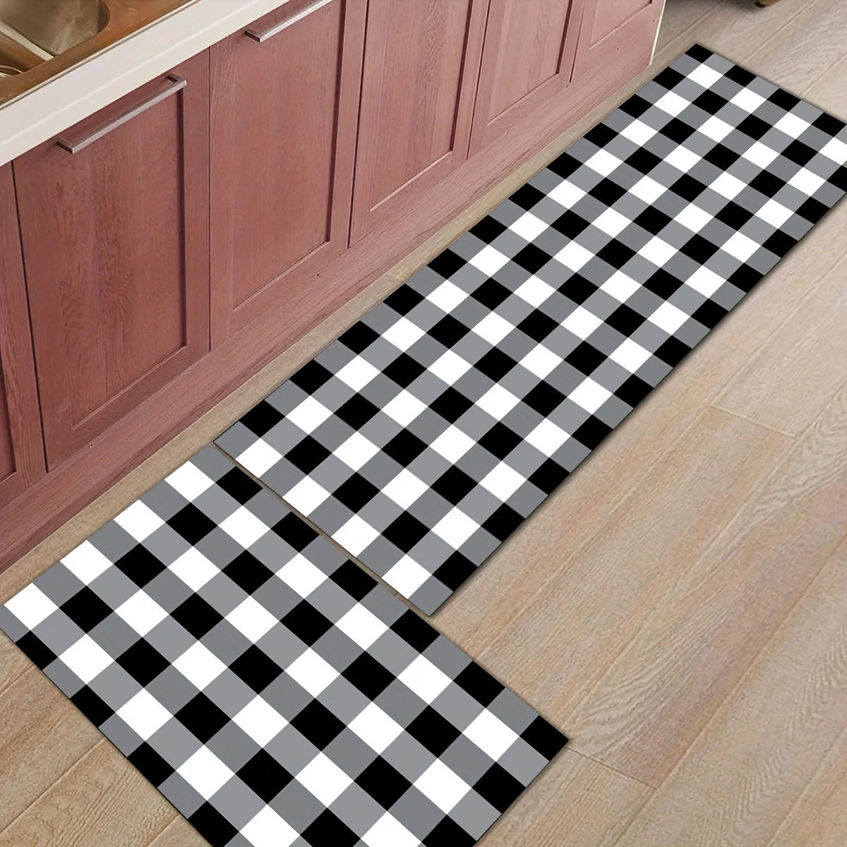 Black White Buffalo Plaid Floor Mats Home Decor Living Room Area Entrance Non-slip Rugs Balcony Hallway Bathroom Toilet Carpets