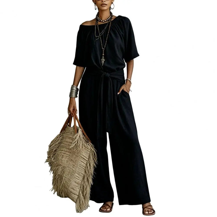 Jumpsuits Women V Neck Full Sleeve Rompers Lace Up Work Splice Long Pants One Piece Elegant Office Lady Streetwear Summer