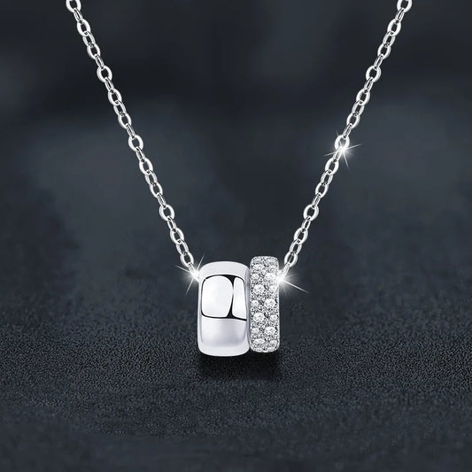 Fashion Light Luxury Diamond Double Circle Small Waist Pendant Fashion All-match Collarbone Chain Women Necklace Jewelry