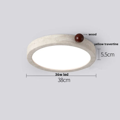 IWHD Wabi Sabi LED Ceiling Lamp Dining Room Restaurant Coffee Yellow Travertine Stone Minimalism Hanging Lights Lamparas Techo