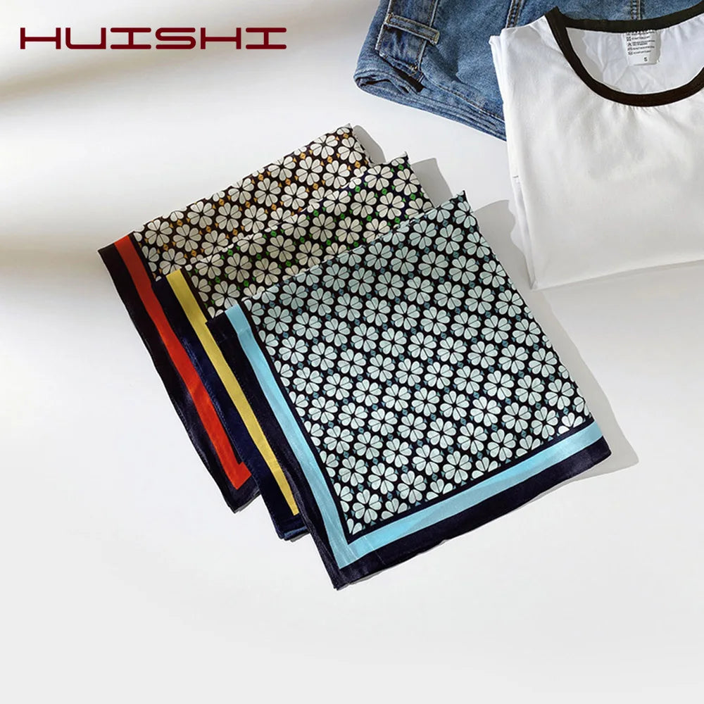 Silk Scarf For Bag Lady Neck Tie 100% Silk Scarf Luxury Brand Print Flower Stripe Plaid Dot Bandana Hair Tie Handkerchief Gifts