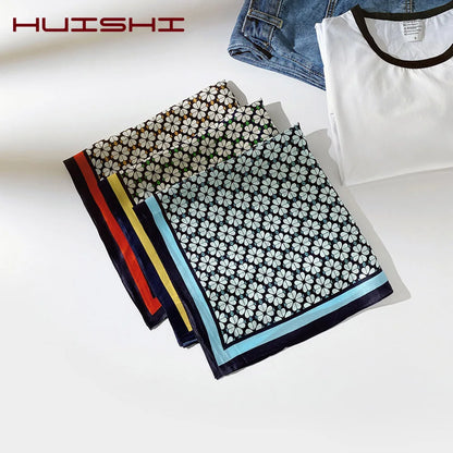 Silk Scarf For Bag Lady Neck Tie 100% Silk Scarf Luxury Brand Print Flower Stripe Plaid Dot Bandana Hair Tie Handkerchief Gifts