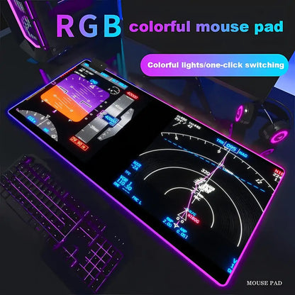 RGB Desk Mat Aviation Theme Mouse Pad Large Rubber Anti-slip Aircraft Dashboard HYBXAXC Office and Gamr Keyboard Mats Decor Mat