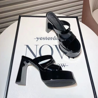 Sexy Super High Heels Women Slippers Chunky Fashion Shoes Pumps Sandals New Party Luxury Flip Flops Walking Mujer Flip Flops