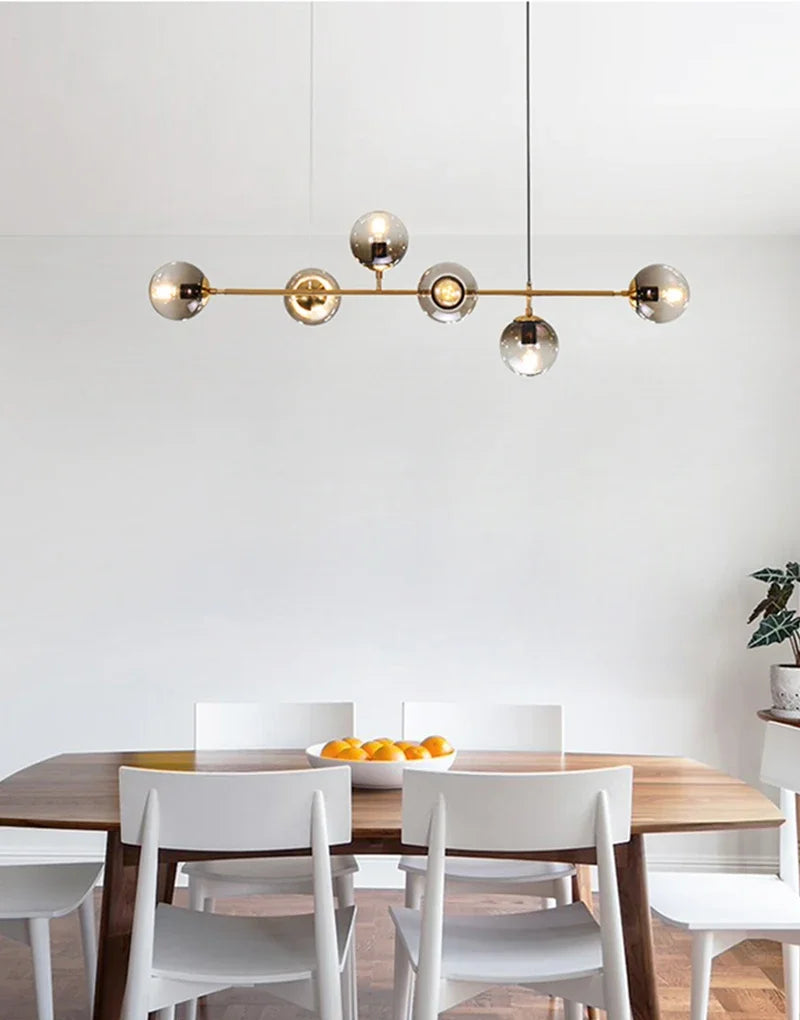 Nordic LED Pendant Lights Modern Hanglamp Glass Ball Light for Living Room Suspension Chandelier Smoke Gold Hanging Lamp Decor