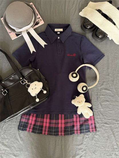 Japanese JK Uniform Polo Shirt and Skirt Suit Spring and Summer Wear Genuine All-match College Style Female Cute Lady Quiet