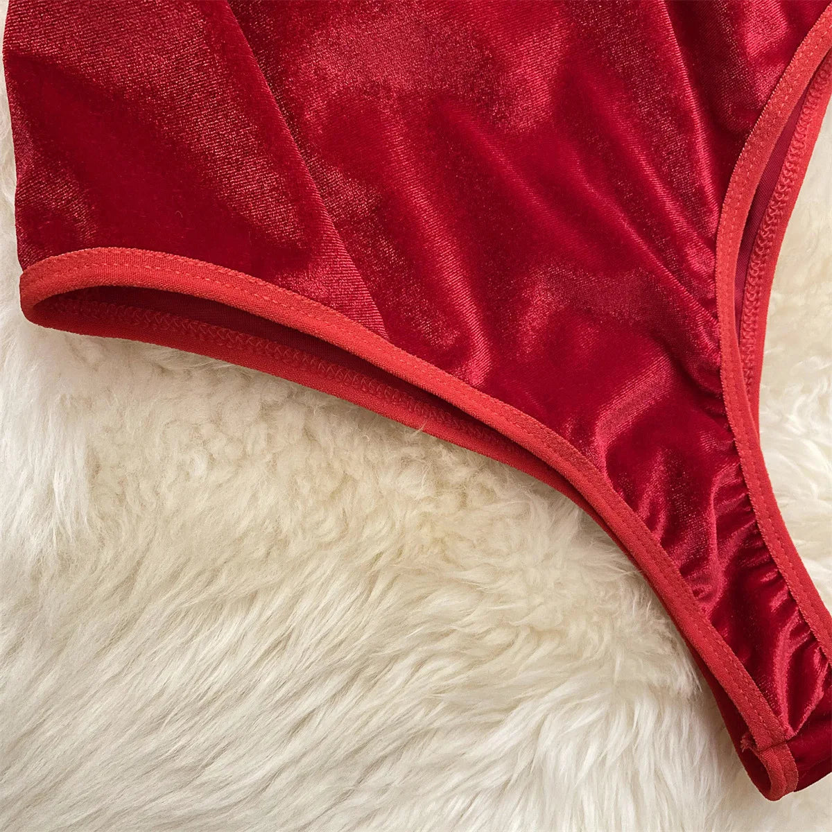SINGREINY Christmas Cosplay Nightwear Playsuit Deep V Open Crotch Sheath Bodysuits Women Sexy Temptation Velvet Backless Rompers