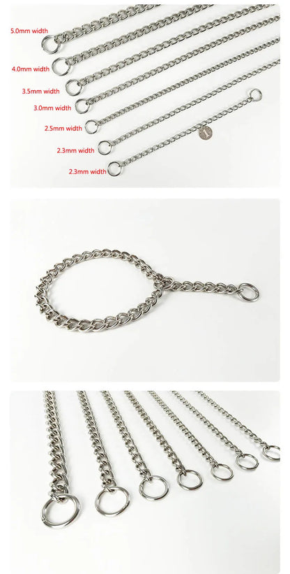 Seamless 304 Stainless Steel Dog Choke Collar Slip P Chain - Adjustable Heavy Duty Training Collar for Small  Medium Large Dogs