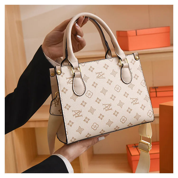 Elegant Retro Women's Tote Bag Single Shoulder Crossbody Bag Floral Print Ladies Handbag Luxury Texture Commuter Messenger Bag