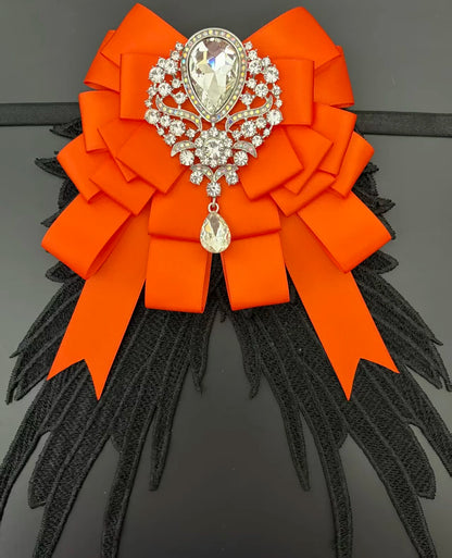 Luxury Rhinestone Mesh Wing Bow Brooch  Elegant Banquets Dress and Wedding Shirts Lapel Flower Bow Tie  Unisex Gift Accessory
