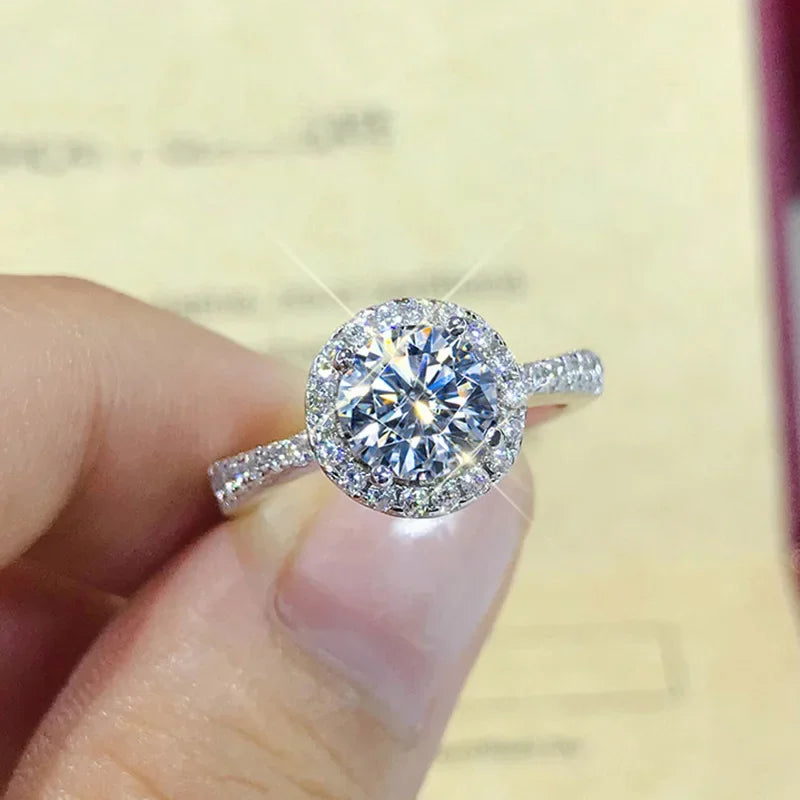 925Sterling Silver New Mozzarella Diamond Ring Female Internet Celebrity Live Stream Exclusive Set Zircon Inlaid Daily Wear Ring
