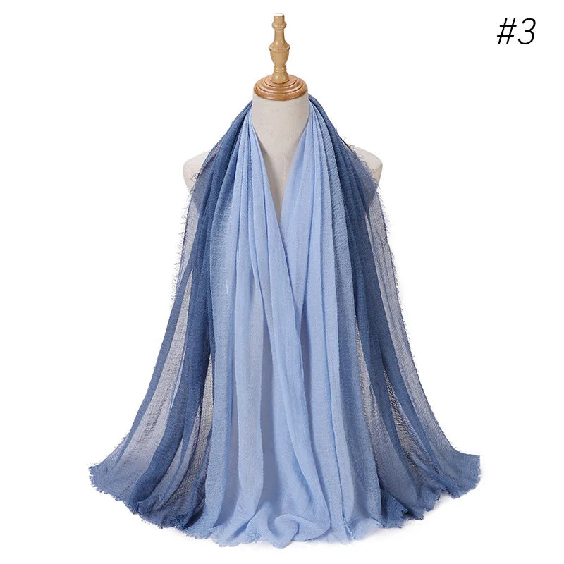 180*90cm Gradient Cotton Linen Women Muslim Hijab Scarf Woman Islamic Arab Shawl Wrap Head Scarves Ready To Wear Headscarf