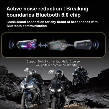 X3 Pro Motorcycle Helmet Bluetooth Headset 2-Riders Intercom 1000M BT6.0 IPX6 Waterproof Voice Assistant NoiseReduction FM Radio
