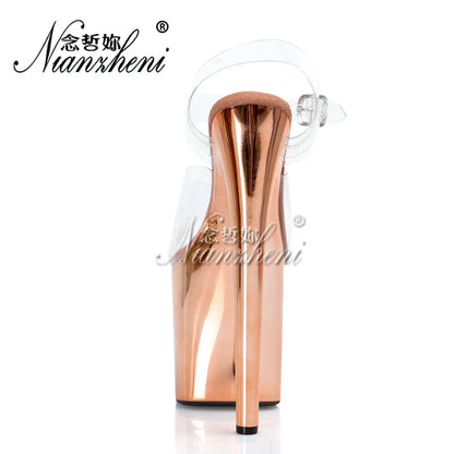 20cm Stripper Thin Heels Big Size 8Inch Models Pole Dance Sandals Women's Shoes Exotic Sexy Fetish Peep Toe 8Inch Catwalk Party