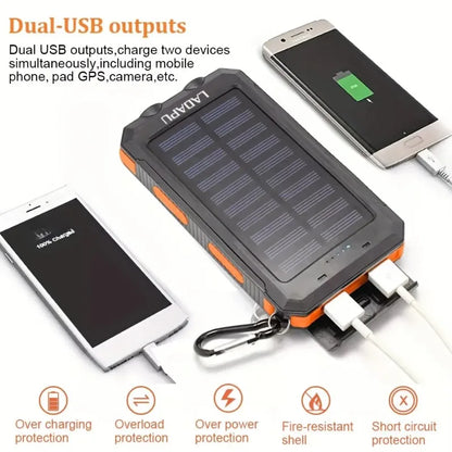 New 30000mAh Solar Power Bank  Portable Charging Poverbank External Battery Charger Strong Light LDE Light for All Smartphones