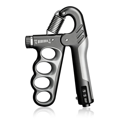 Adjustable Hand Grip Strengthener Trainer with Electronic Counter, Grip Strength Training Tool 5-100KG, Forearm Wrist Exerciser, Finger Exercise Equipment for Men Women Fitness, Bodybuilding, Climbing, Golf, Tennis, Rehabilit