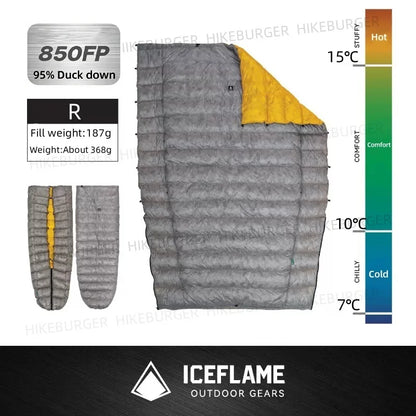 ICE Flame NXT 850FP Down Quilt Outdoor Camping Multifunctional Ultralight New Duck Down Quilt Waterproof Bottomless Sleeping Bag