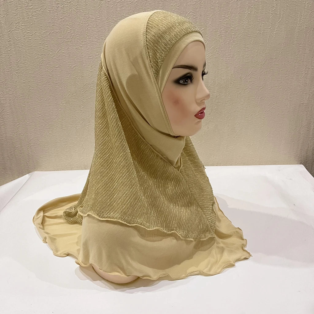 H076 Adults or big girls medium size 70*60cm pray hijab muslim hijab scarf islamic headscarf hat amira pull on headwrap