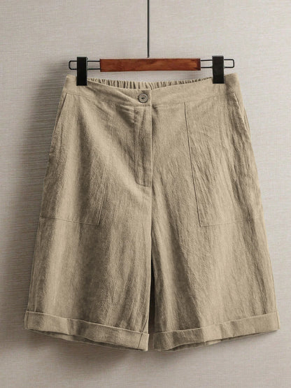 Summer women's thin five-point pants, wide-leg casual straight-leg high-waisted women's pants, fashionable outdoor sports pants
