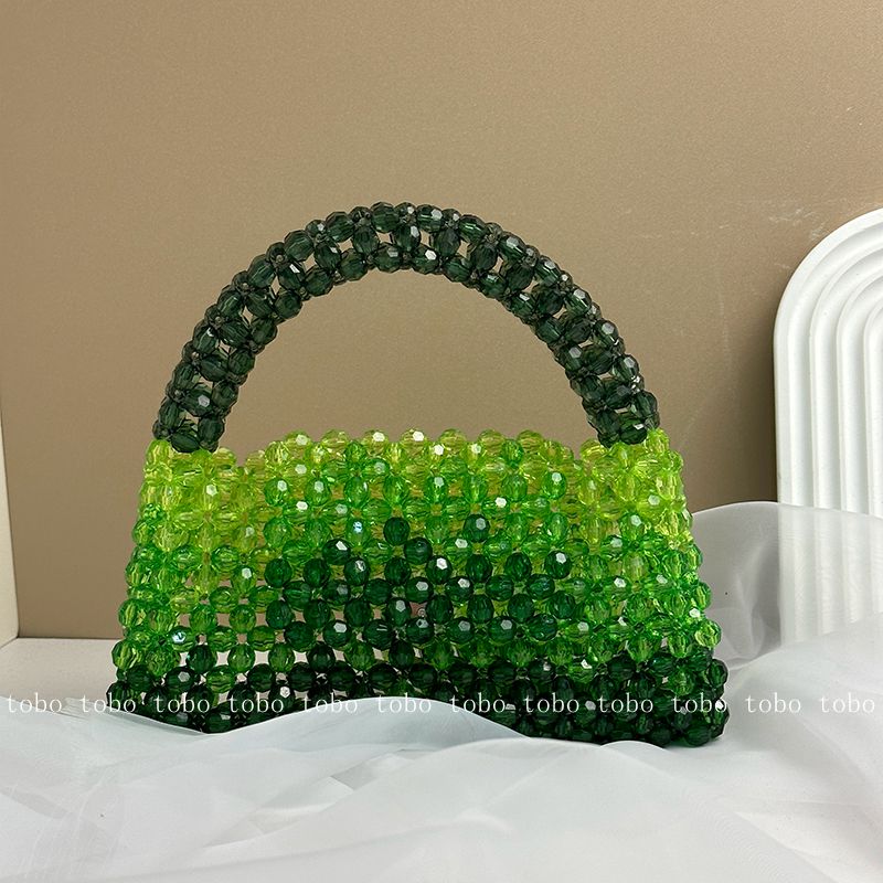 Gradient Blue Beaded Own Design Tote Bags for Women Customized Color Fashion Handbags for 2022 Chain Handle Clutch Evening Bag