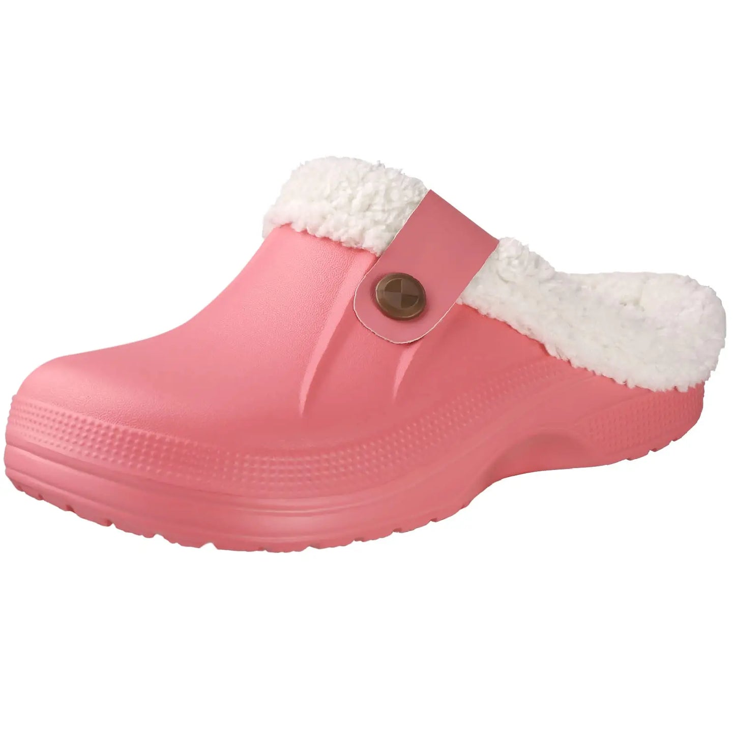 Shevalues Fuzzy Men Clogs Slippers Winter Fur Men Slippers Waterproof Garden Shoes Men Warm House Shoes Anti-slip Fur Slippers