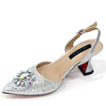 New Fashion Women's Summer Elegant High Heels Women's Sandals Luxury Wedding Italian Women's Party Shoes All Diamond