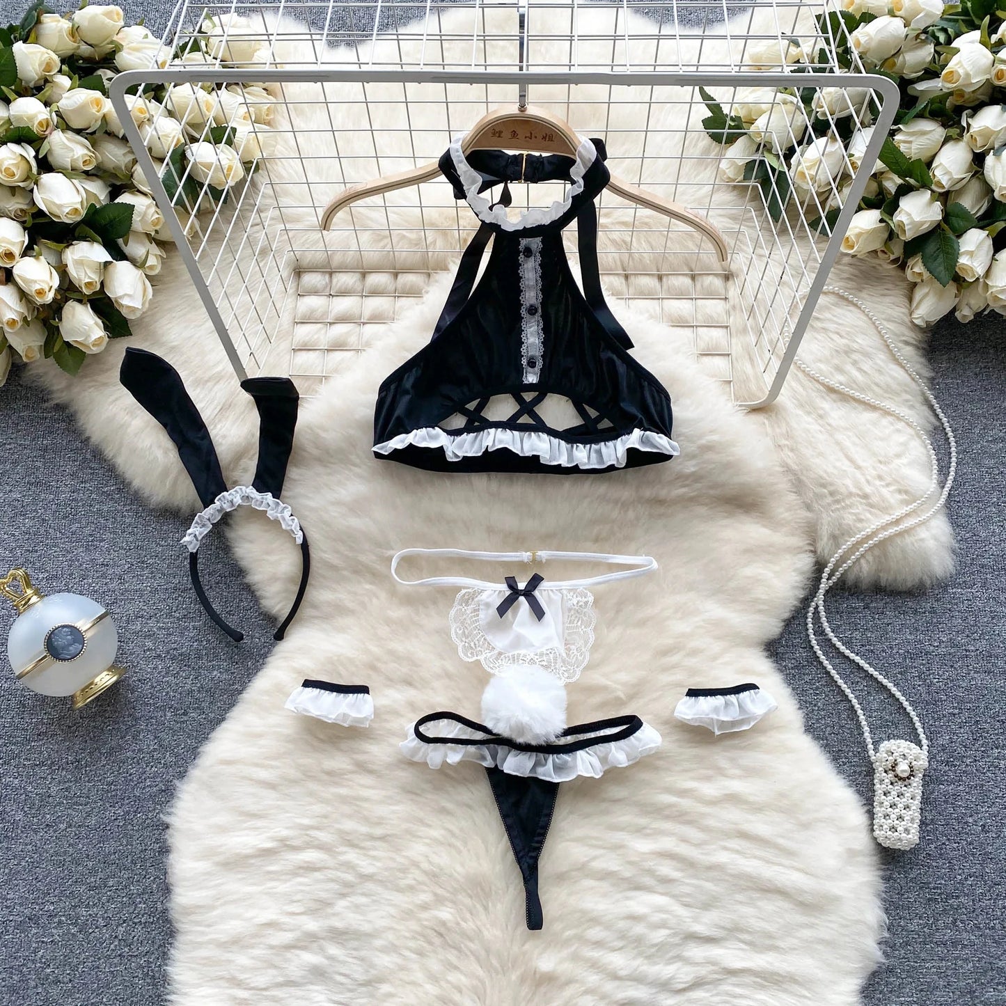 Coquette Lace Lingerie Set Sexy Mesh Bodysuit Valentines Day Sleepwear Gothic Strappy Catsuit Intimate Nightwear Romper