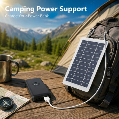 Outdoor USB Solar Charger Portable Solar Panel for Phone Fan Flashlight Power Bank Camping Hiking Fishing Travel Accessories