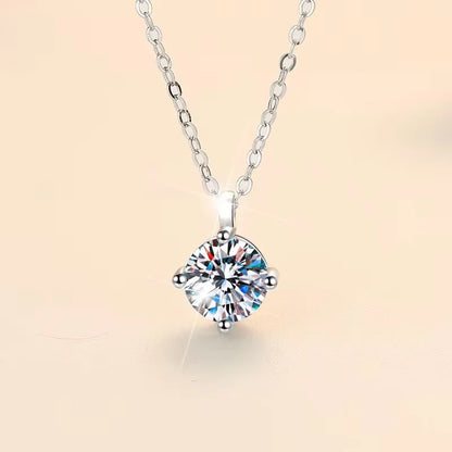 New 2ct Moissanite 925 Sterling Silver Necklace Pendant Chain Fine Jewelry for Woman Wedding Sparkling Classic Party Fashion