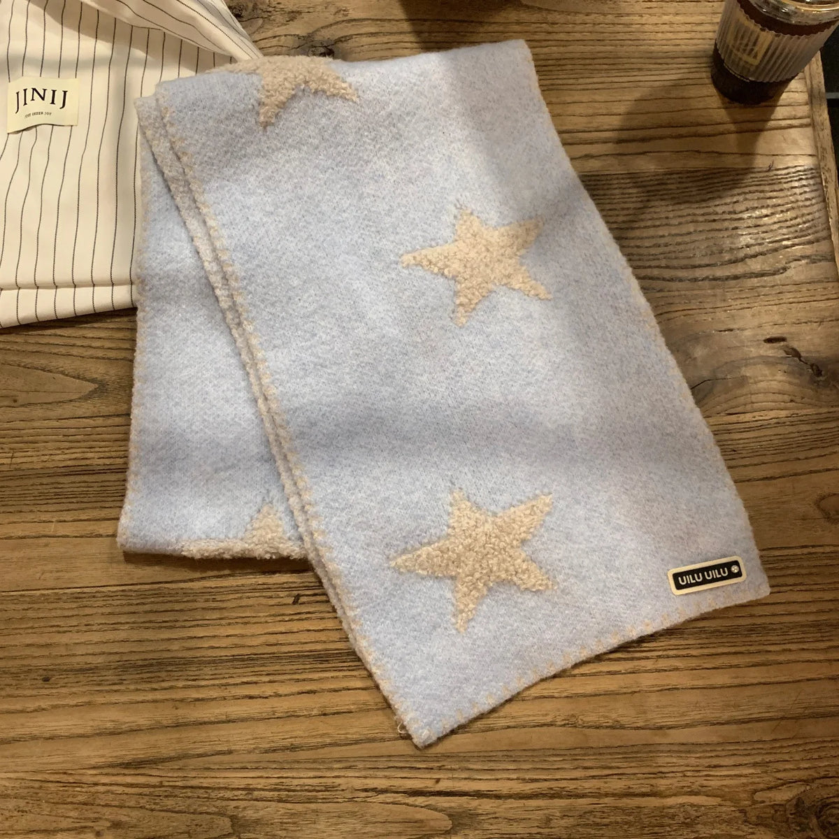 Women's Scarves Korean Star Sweet Kawaii Thickened Warm High Quality Shawl For Girl Versatile Cute Preppy Style Scarf Winter