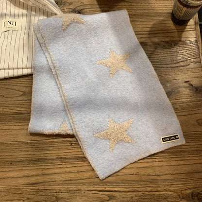 Women's Scarves Korean Star Sweet Kawaii Thickened Warm High Quality Shawl For Girl Versatile Cute Preppy Style Scarf Winter